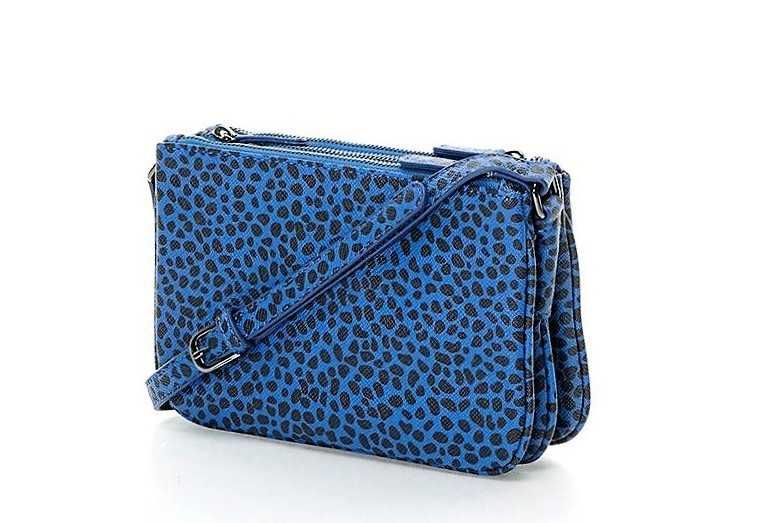 %ПРОМО% LIU JO – Чанта с животински мотиви в синьо 22x16x5 cм нова