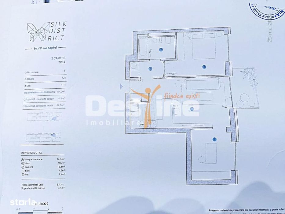 Apartament 3C 58 mp etaj intermediar + parcare Silk Distrikt