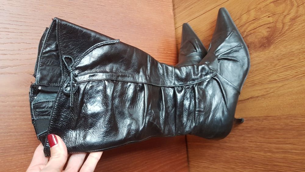 Елегантни ботушки от естествена кожа -38 номер + подарък шалче