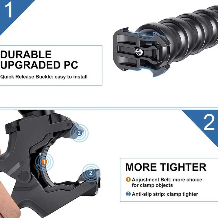 Sistem prindere clema si brat flexibil camera actiune GoPro DJI Osmo