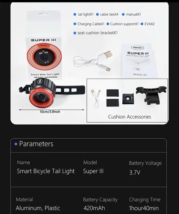 Lumina spate inteligenta bicicleta led stop bicicleta