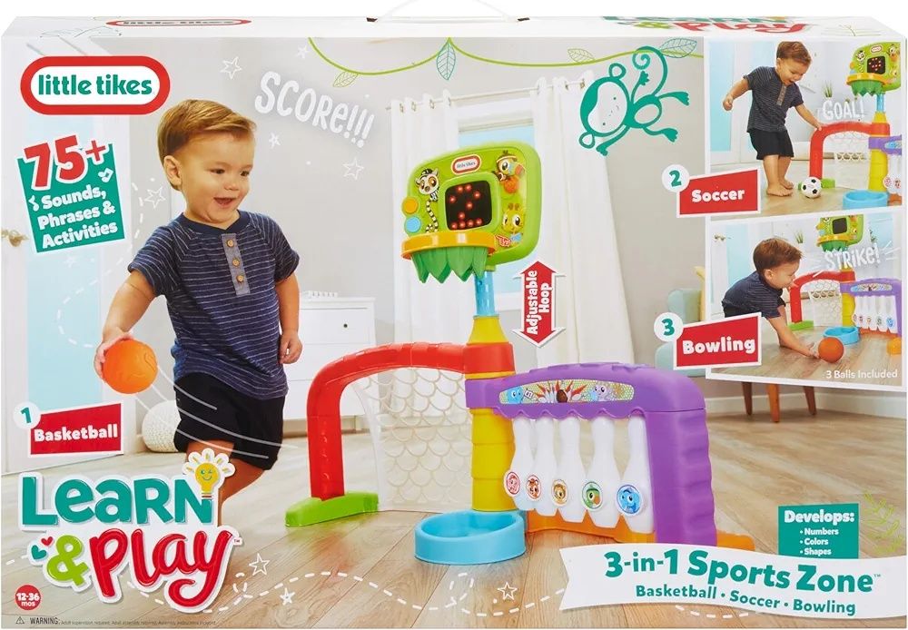 Little Tikes Little Tikes 3-в-1 Спортна зона , баскетболен кош , футболна врата , боулинг за деца