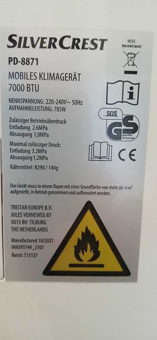 Мобилен климатик Silver Crest