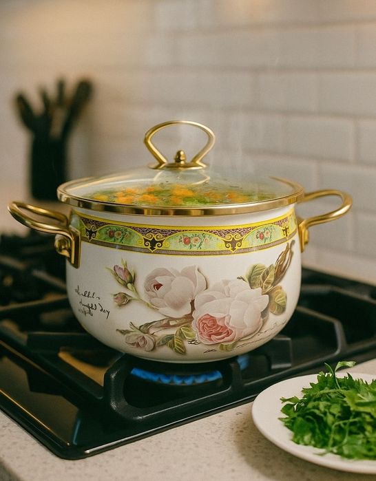 Эмалированная суповая кастрюля 22см 4.5Л