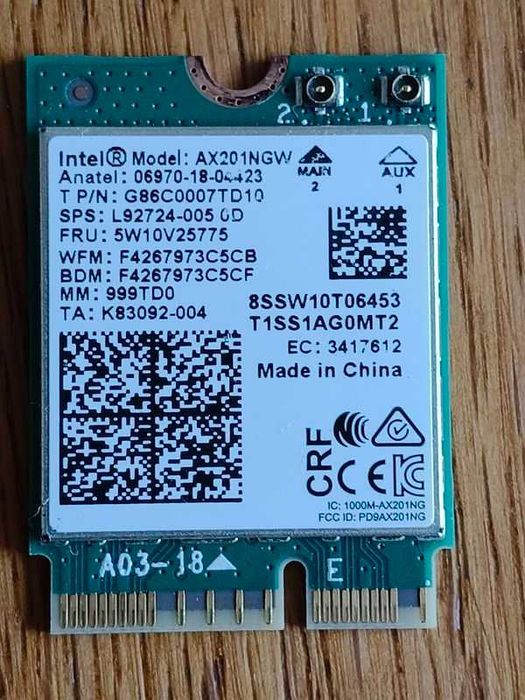 Wi-Fi Laptop Intel AC3160 AC8260 AX201 WiFi 6