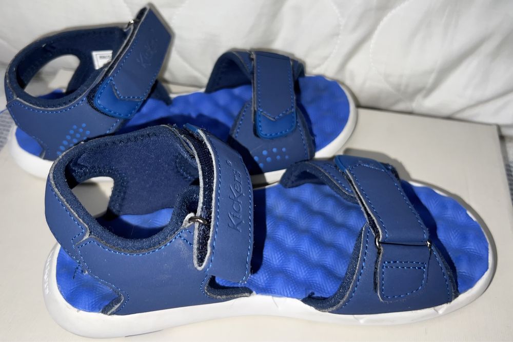 Sandale de piele ecologica cu velcro Jumangap, Albastru inchis, 33 EU