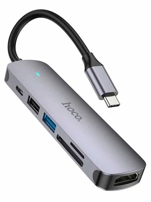 USB-C Hub Xаб Hoco HB28 6-in-1 (100W PD). Есть доставка