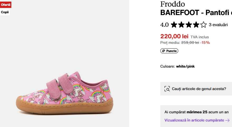 Pantofi Froddo barefoot unicorni 24/25
