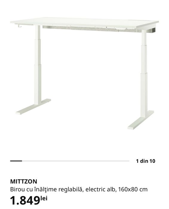 Birou Ikea MITTZON inaltime reglabila, elebtric, stare perfecta