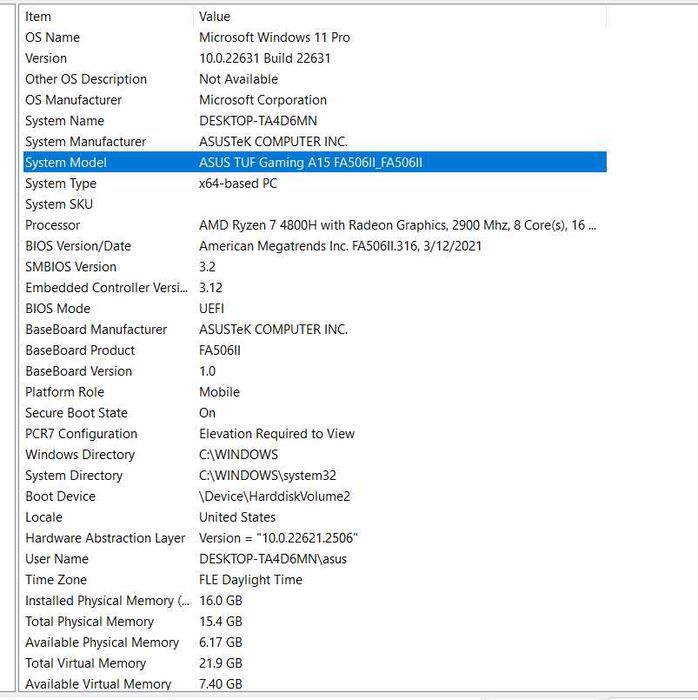 Продавам Asus TUF Gaming A15 laptop