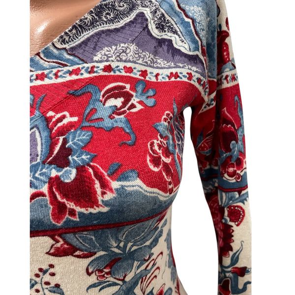 Дамски пуловер на цветя Desigual размер XS