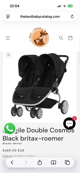 Carucior gemeni pliabil Britax Romer B-Agile Double Gri