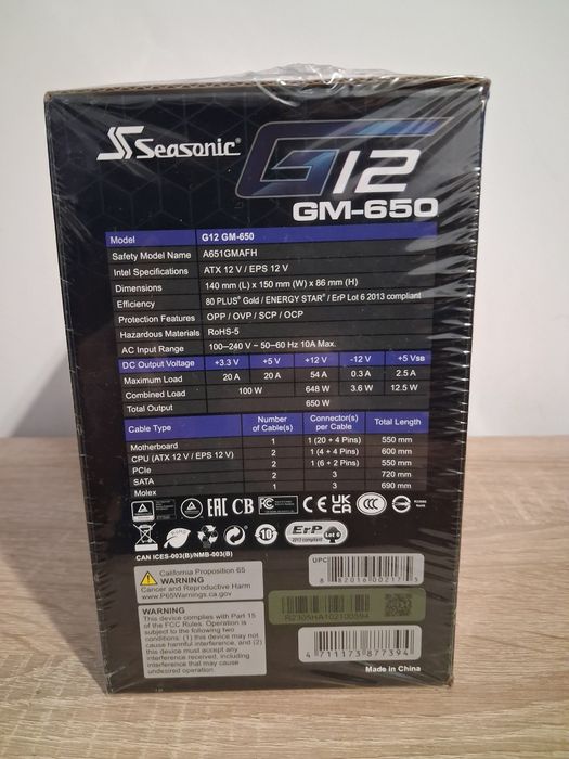 Sursă PC Seasonic GM-650, 650W, 80 PLUS GOLD, sigilată