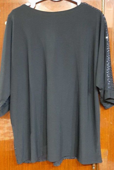 Нарядная блузка с пайетками блестящая новогодняя синяя 50-52 раз