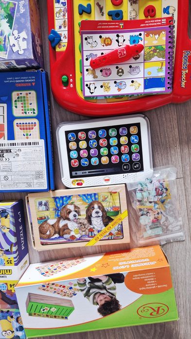 Set mare jocuri educative copii (3–4 ani) + puzzle Trefl, tabletă, joc