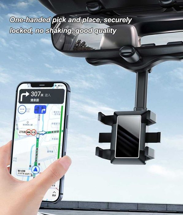 360° въртящ се държач за телефон за кола с огледало