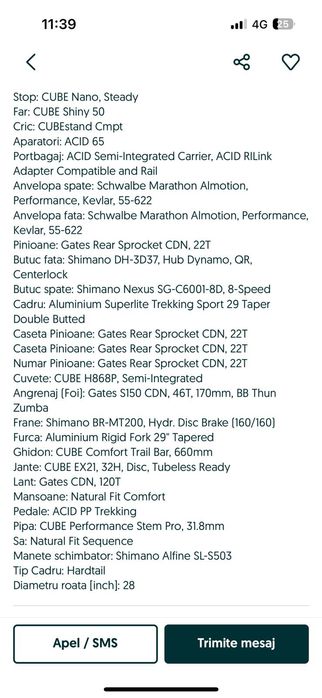 Vând bicicleta Cube