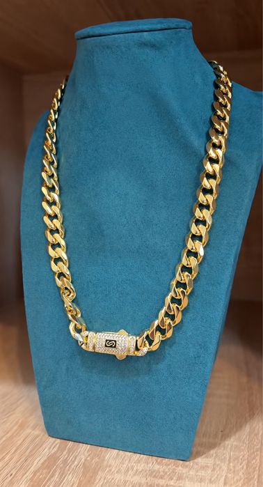 Lant Cuban 11mm placat cu aur 18K