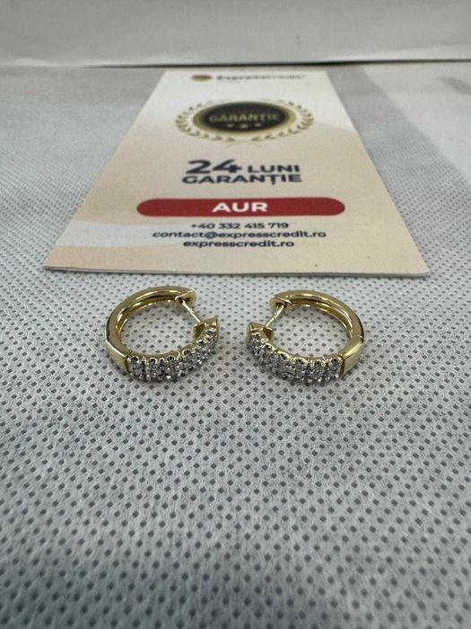 (Ag41) Cercei aur, 14K B5882 - Certificat de garanție!