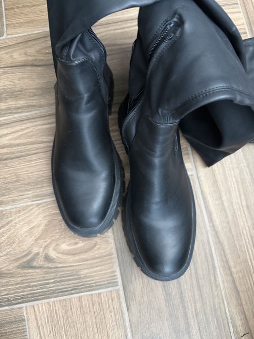 Кожени ботуши над коляното Zara 40