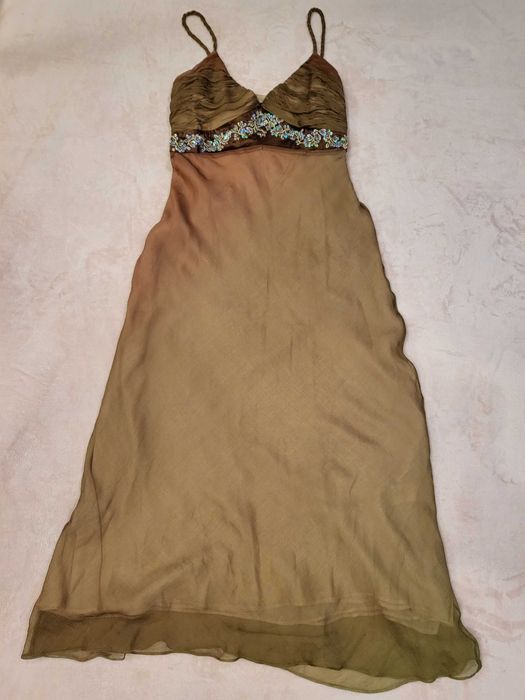 rochie lunga matase naturala 100%, 38, noua, LUX