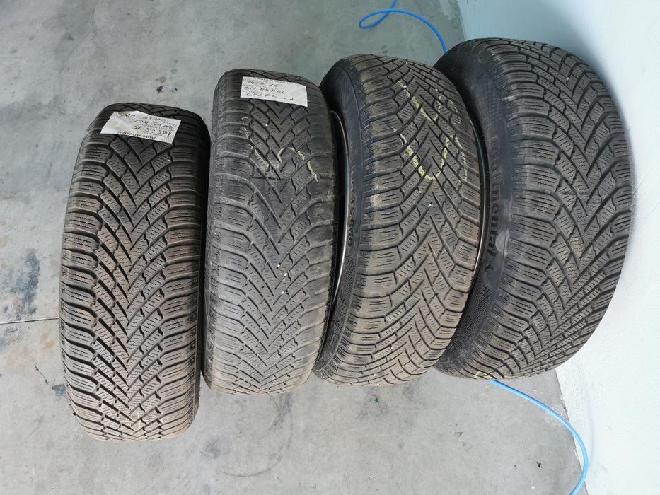 Jante de tabla pe 15'cu capace si cauciucuri continental de iarna