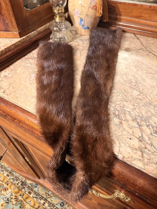 Guler blana de vizon maro inchis