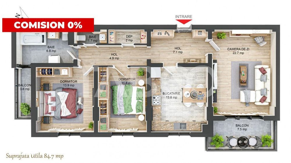 Apartament decomandat cu 3 camere 85 mpu 2 balcoane 2 bai Rahovei — fotografia 3