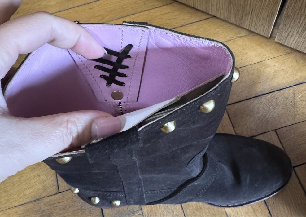 Ботуши/чизми кафяви естествен велур