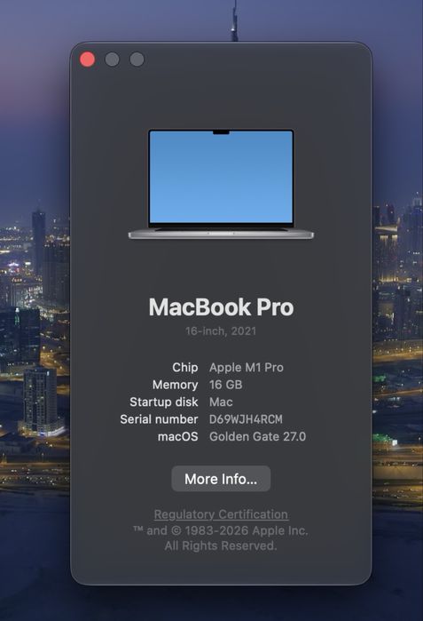 Vand Apple Macbook M1 PRO 16inch 1tb 16gb ram 81% baterie 507 cicluri count