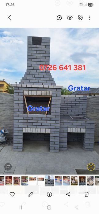 Gratar rustic de cărămidă plita țărănească cuptor de pâine afumături m