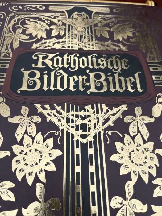 Deosebita Biblie catolica-coperta piele-litere aur coloidal-Austria