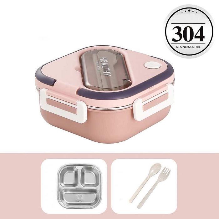 Кутия за храна за училище или работа, с прибори 1000 мл, 2 цвята