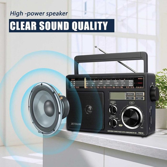 RETEKESS TR618 FM,AM,SW радиоприемник, класически дизайн