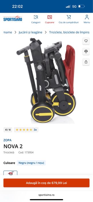 Tricicleta Zopa Nova 2,ca noua!