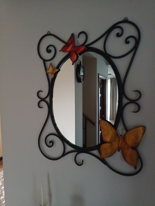 Oglinda cu rama fier forjat, dimensiuni 90×70 cm