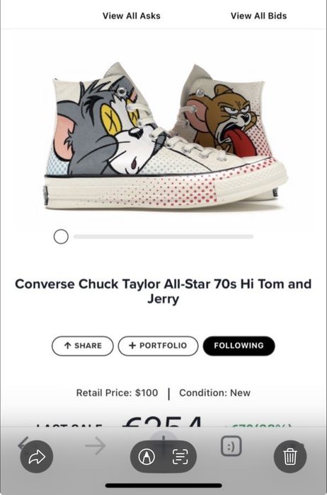 Converse x Tom & Jerry CT70 HI  US 10 канвас (текстиль)  оригинал