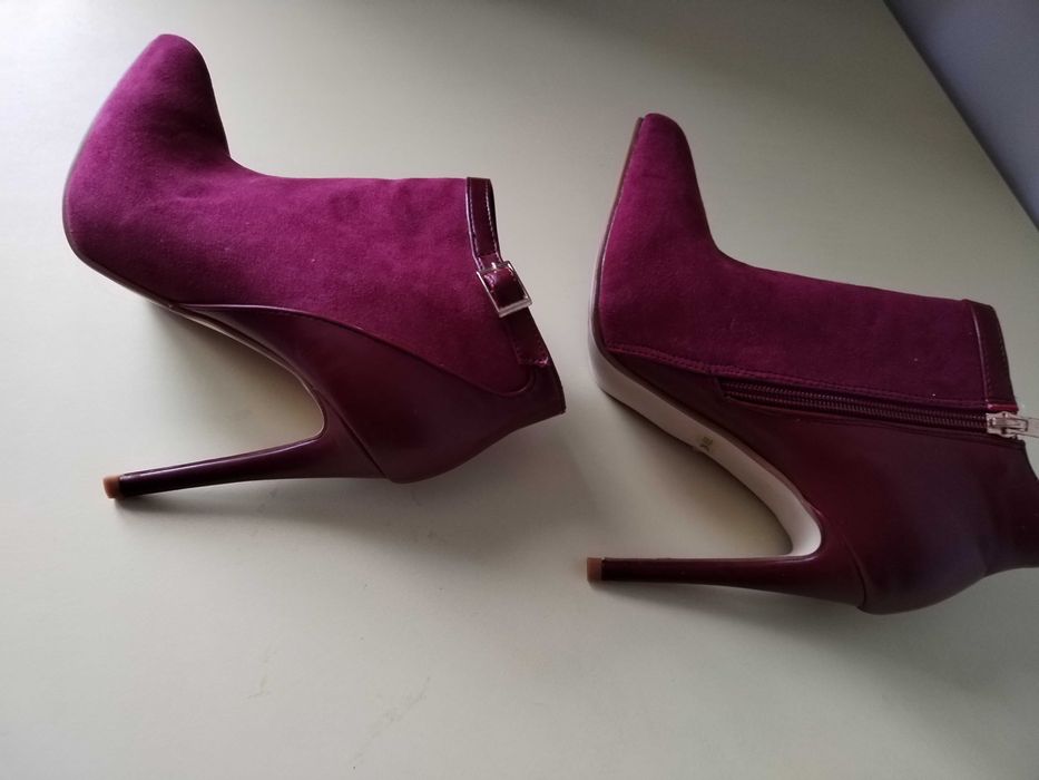 Нови Боти велур и кожа виненочервени 37 номер
