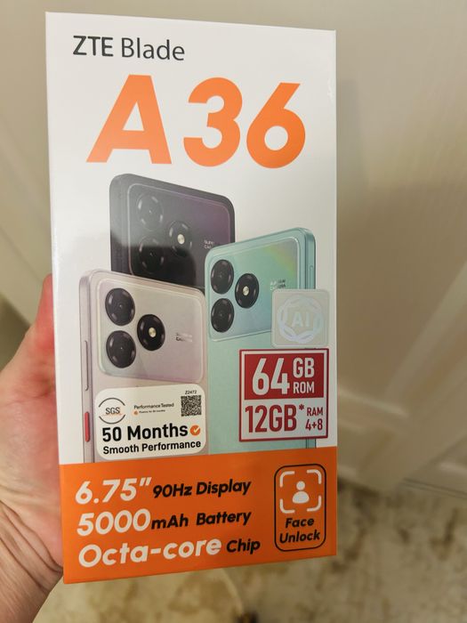 Телефон новый продам! ZTE Blade A36 черный  64 гб новый в упаковке