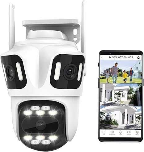 Тройна Външна WiFi Камера 12MP с три лещи IP66, iCsee