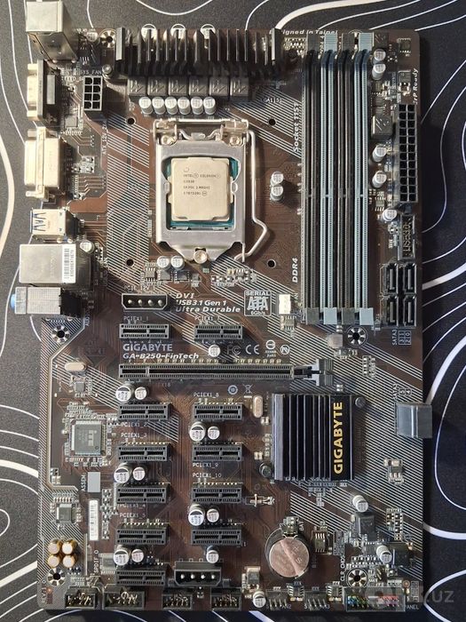 Продается мат. плата Gigabyte b250 fintech + g3930