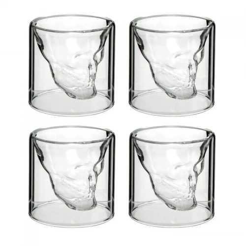 Ефектни чаши за уиски във формата на череп - комплект 4 бр