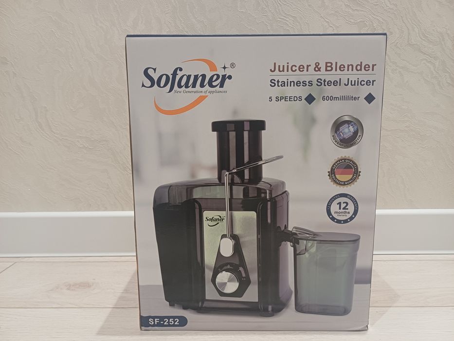 Соковыжималка-блендер Sofaner SF-252 — 300 000 сум
Новая, в коробке. У