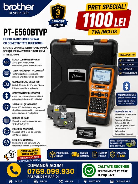 Brother PT-E560BTVP | Produs nou, sigilat | Livrare gratuita
