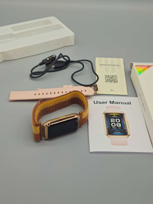 Смарт часовник Fitoncloud, IP68, 260 mAh, розово злато –с 2 каишки