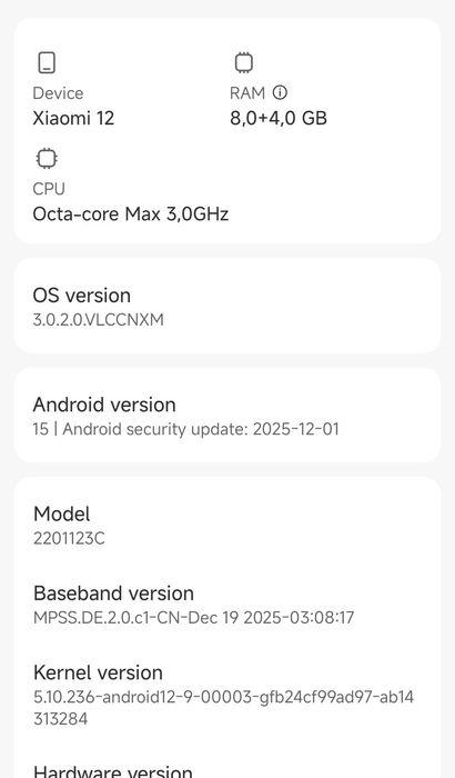 xiaomi 12 5g 256gb