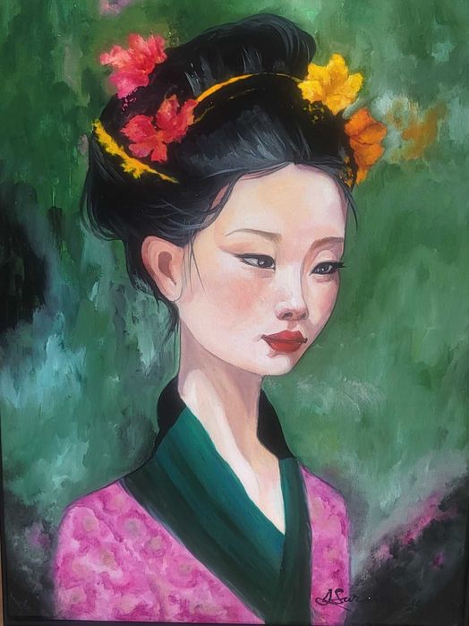 Pictura noua, tablou mare- o japoneza-SPIRIT NIPON, pictor roman