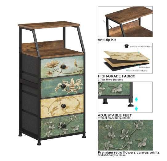 Скрин VEDECASA, скрин с 4 чекмеджета от плат, с отворен рафт