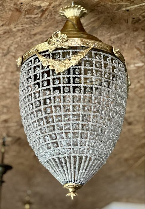 Lustră Ludovic Bronz / Cristal *** vintage / antic / vechi / retro ***