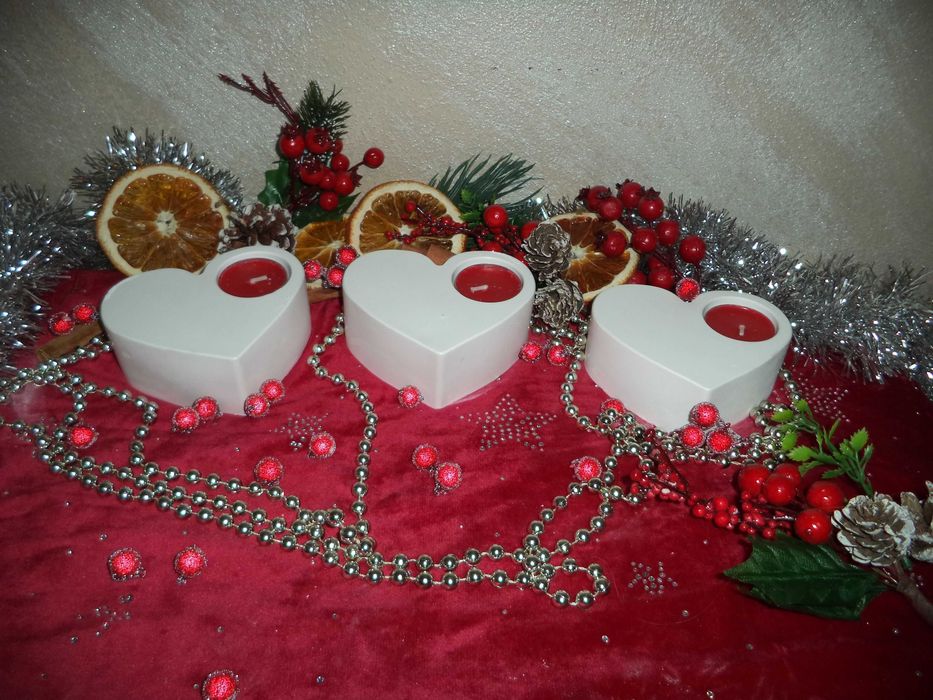 Гипсокерамични свещници  2 вида снежинка, сърце,кашпа